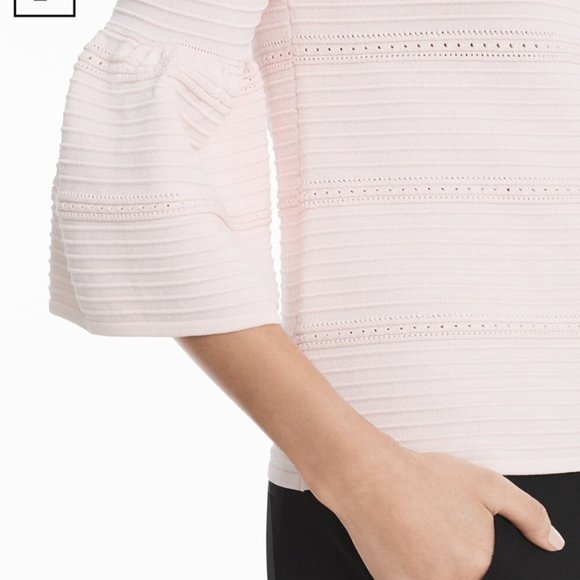 White House Black Market Light Pink Bell Sleeve Sweater size XSP (petite size) - Picture 2 of 9